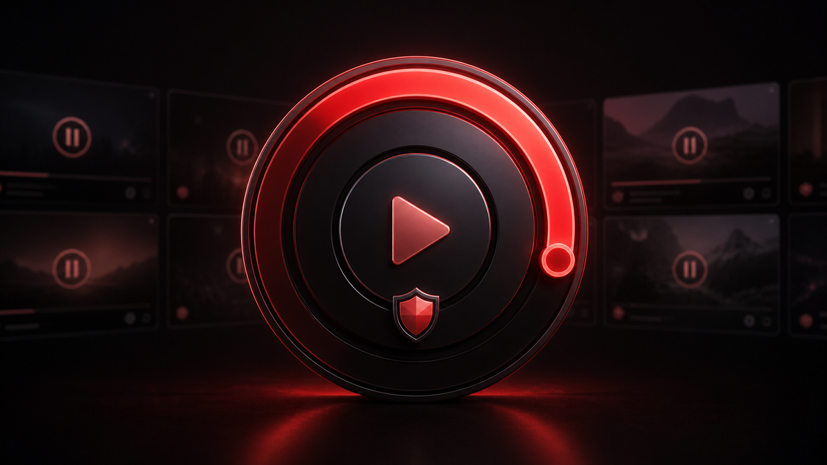 Illustration of a red Daily Limit timer controlling video watch time in a dark browser interface